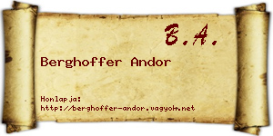 Berghoffer Andor névjegykártya