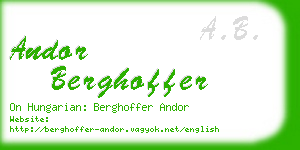 andor berghoffer business card